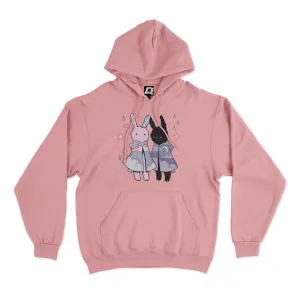 "Raincoat Bunnies" Basic Hoodie Light Pink/Black