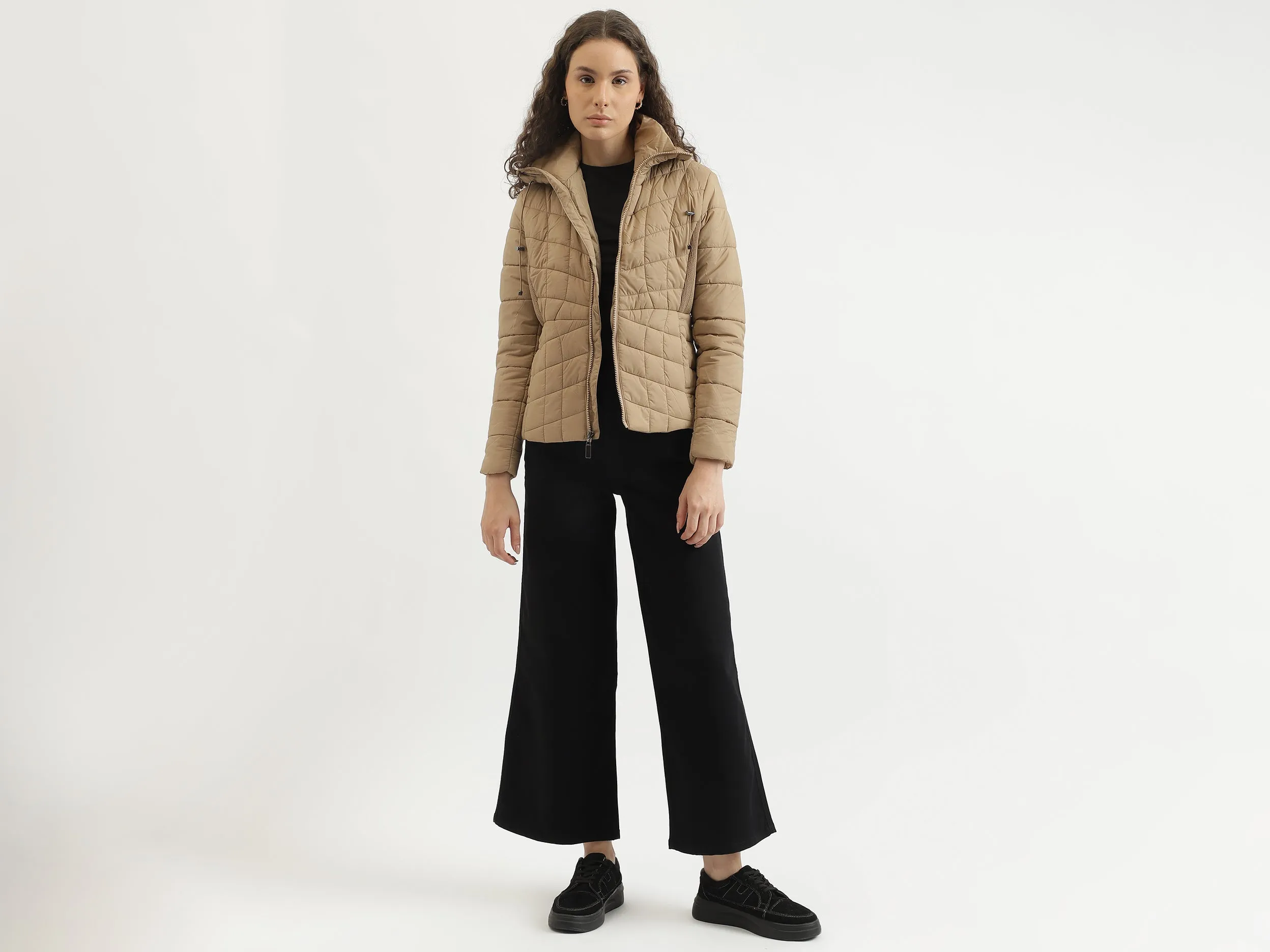 Regular Fit High Neck Solid Jacket