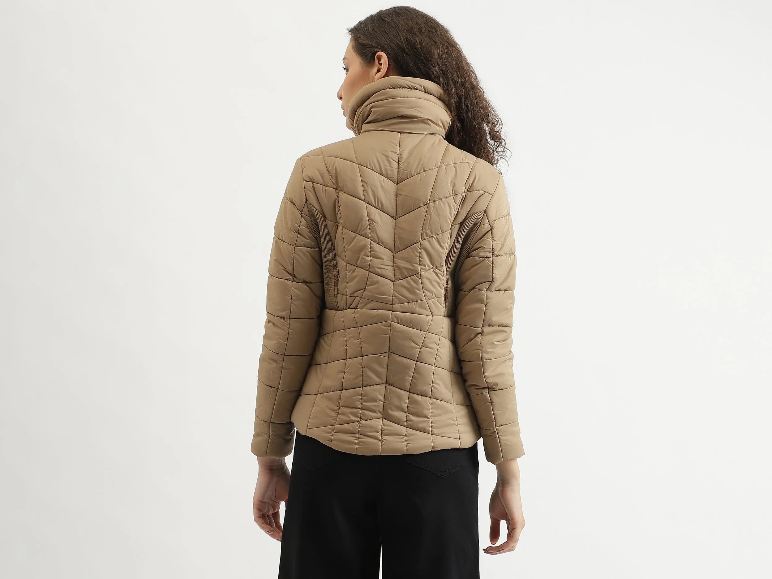 Regular Fit High Neck Solid Jacket