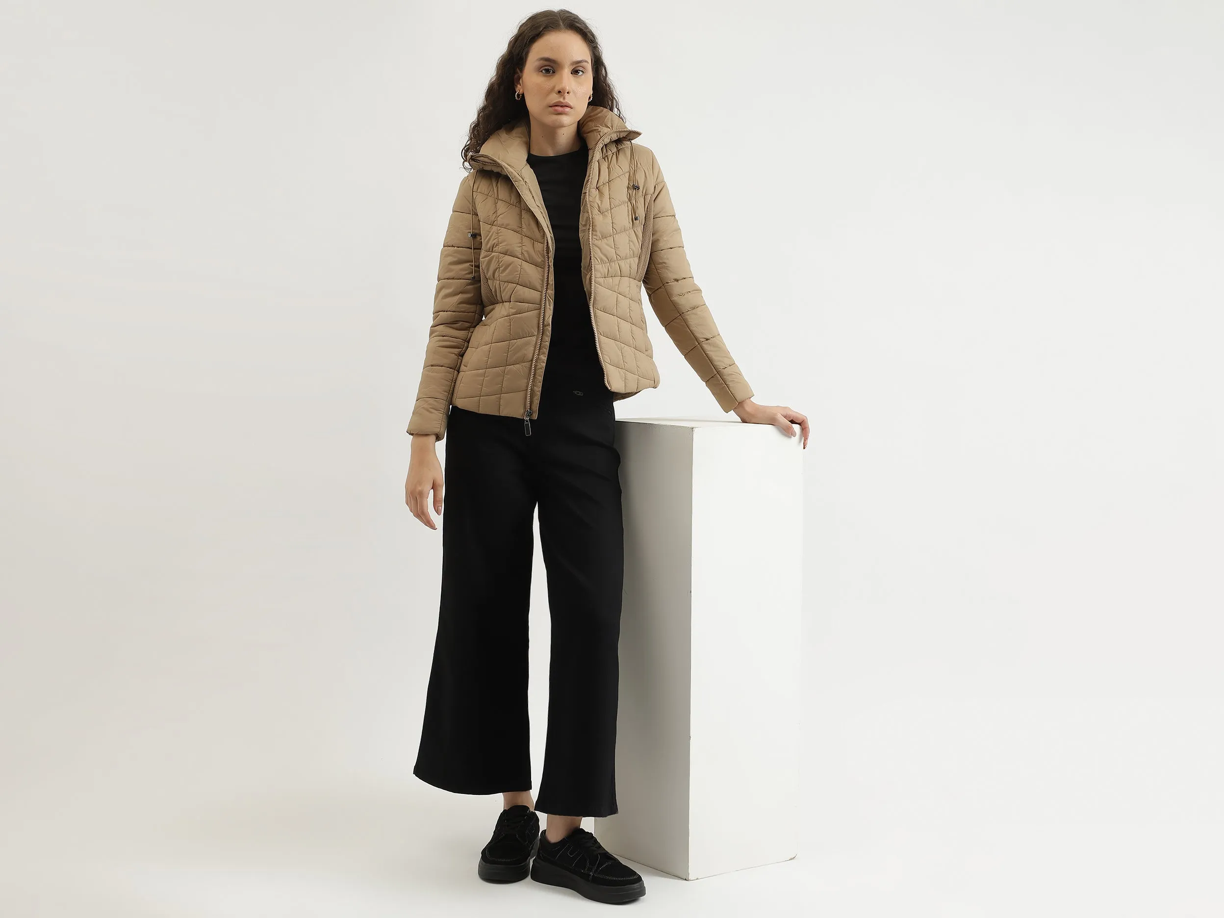 Regular Fit High Neck Solid Jacket