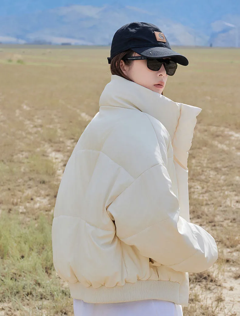Relaxed-Fit Quilted Puffer Jacket for Women in Stain-Resistant Solid