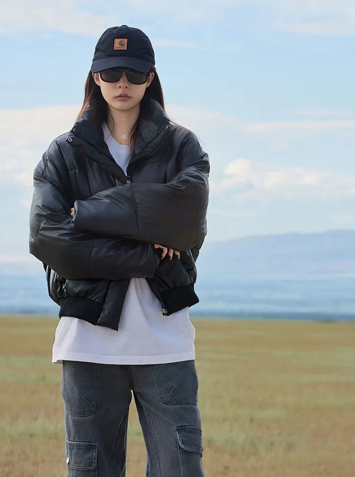 Relaxed-Fit Quilted Puffer Jacket for Women in Stain-Resistant Solid