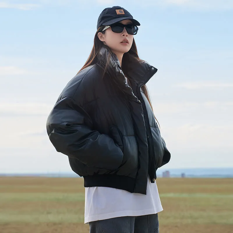 Relaxed-Fit Quilted Puffer Jacket for Women in Stain-Resistant Solid