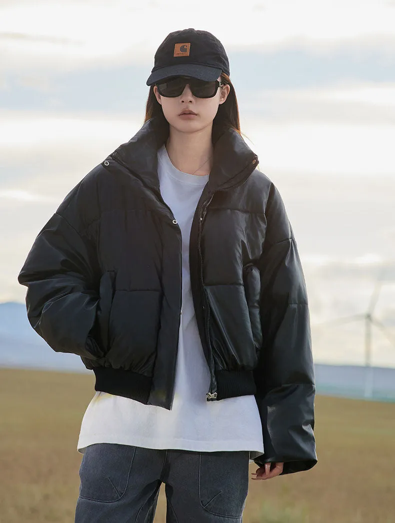 Relaxed-Fit Quilted Puffer Jacket for Women in Stain-Resistant Solid