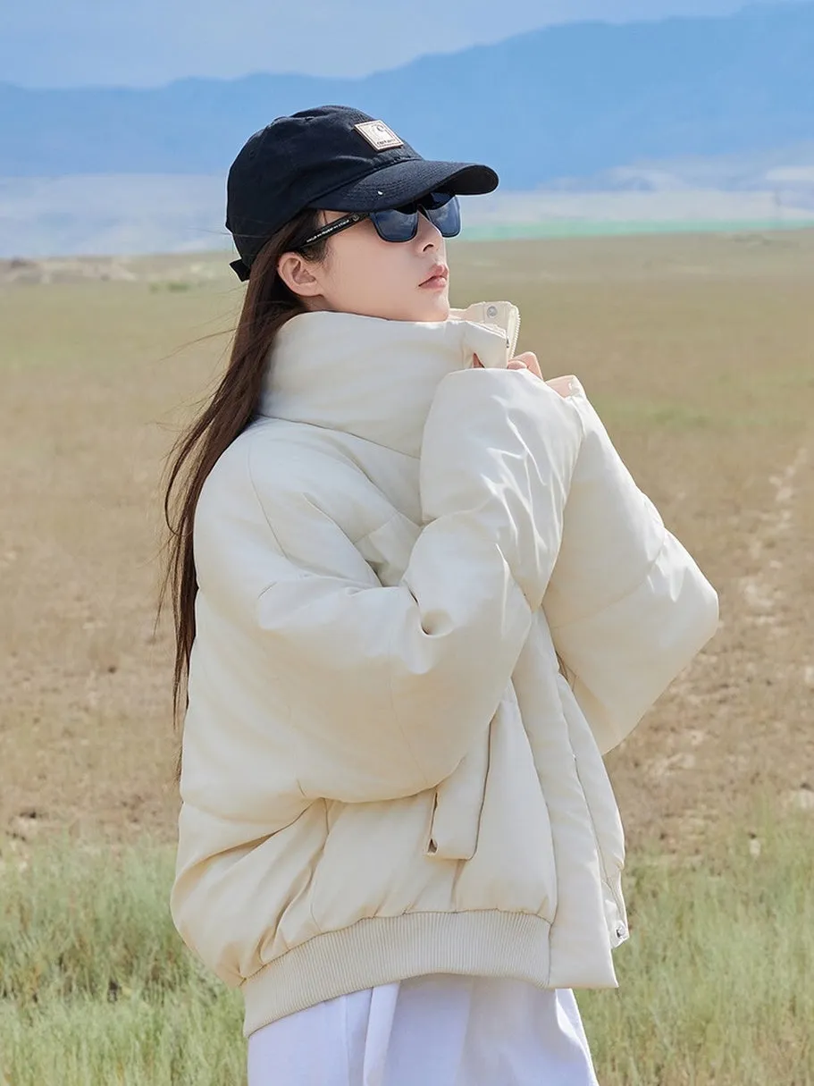 Relaxed-Fit Quilted Puffer Jacket for Women in Stain-Resistant Solid