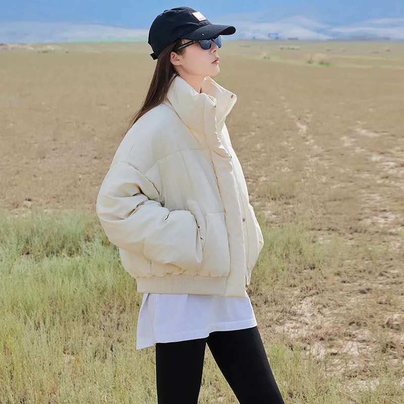 Relaxed-Fit Quilted Puffer Jacket for Women in Stain-Resistant Solid