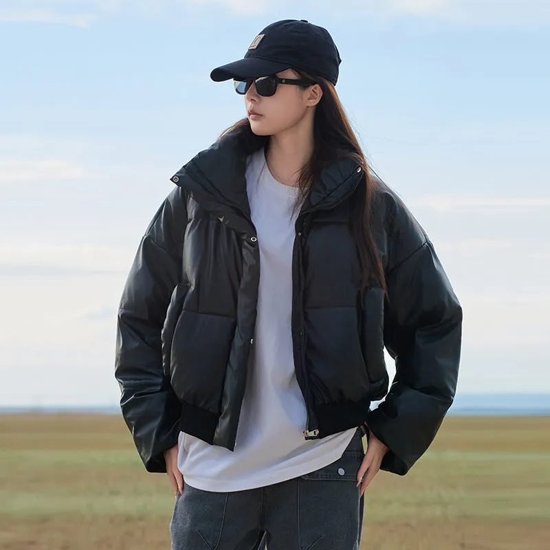 Relaxed-Fit Quilted Puffer Jacket for Women in Stain-Resistant Solid