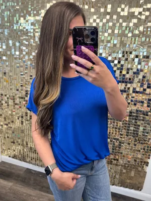 Relaxed Fit Round Neck Short Sleeve Top - Royal Blue by Sew In Love