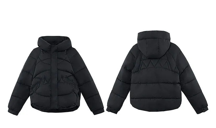 Relaxed-Fit Water-Resistant Puffer Jacket for Women Zip Up and Hooded