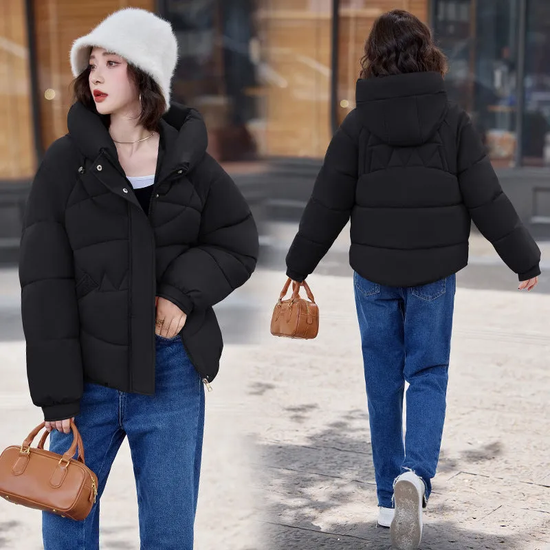 Relaxed-Fit Water-Resistant Puffer Jacket for Women Zip Up and Hooded