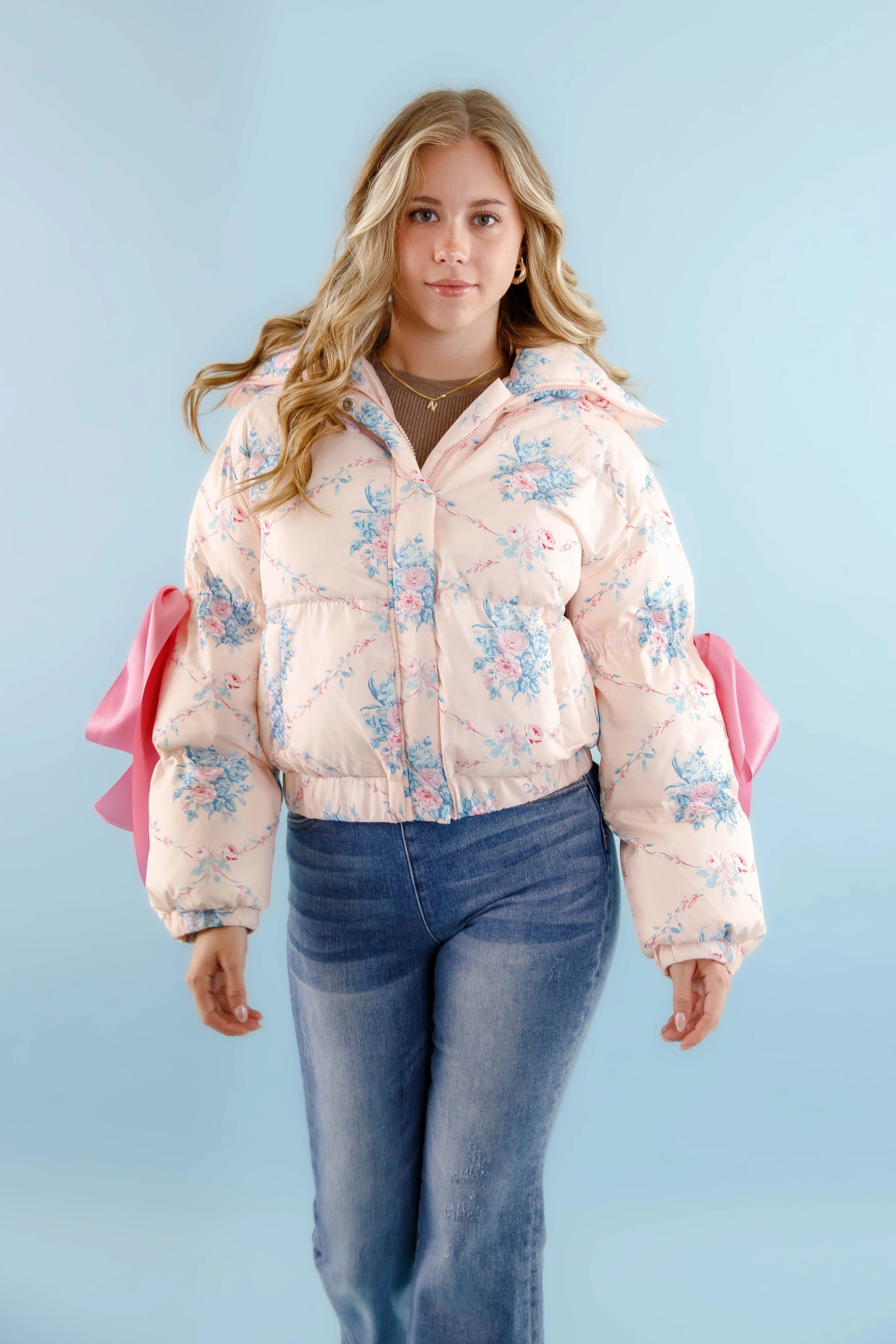 RESTOCK: Graceful Moments Puffer Jacket-Peach