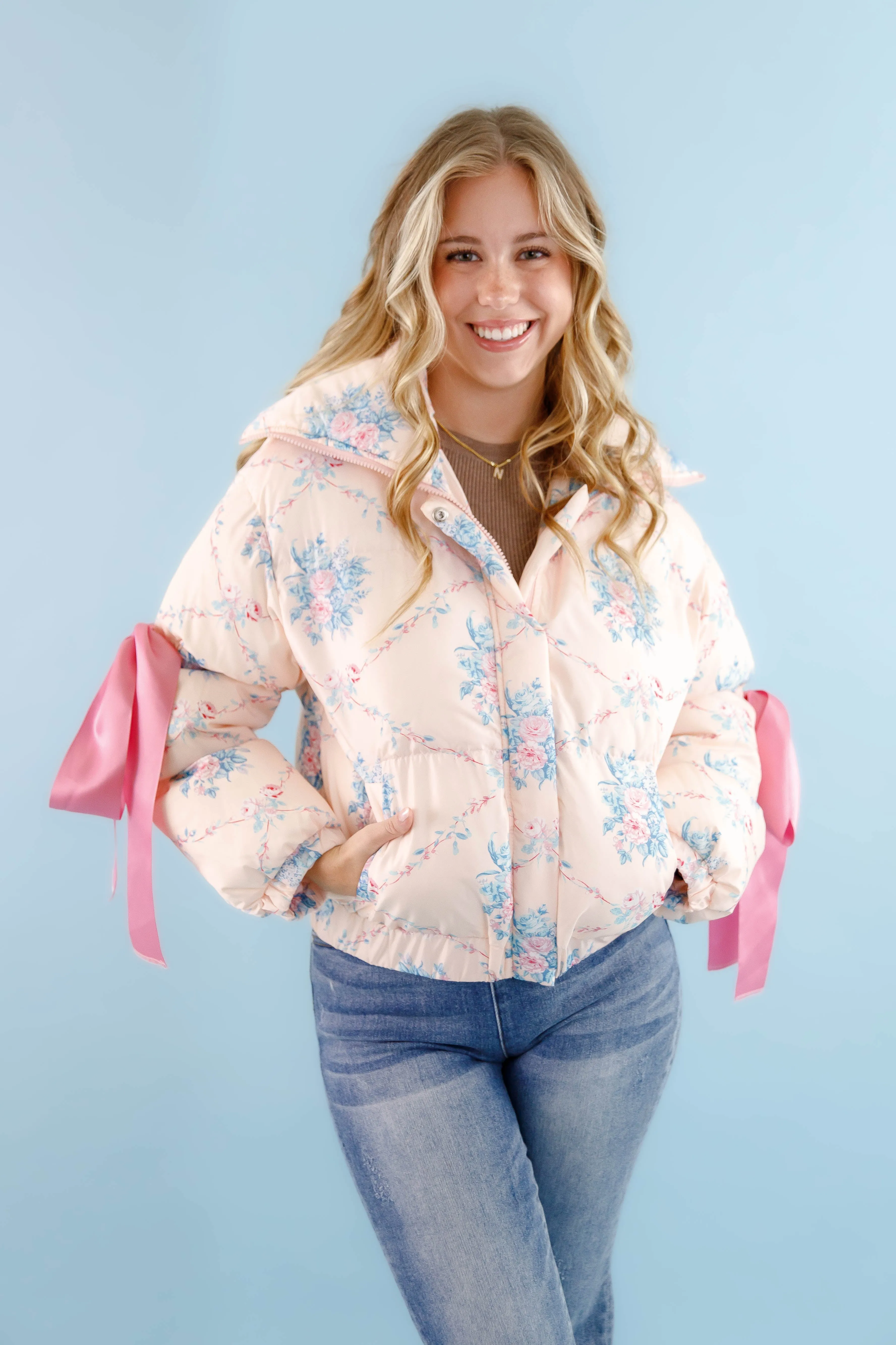 RESTOCK: Graceful Moments Puffer Jacket-Peach