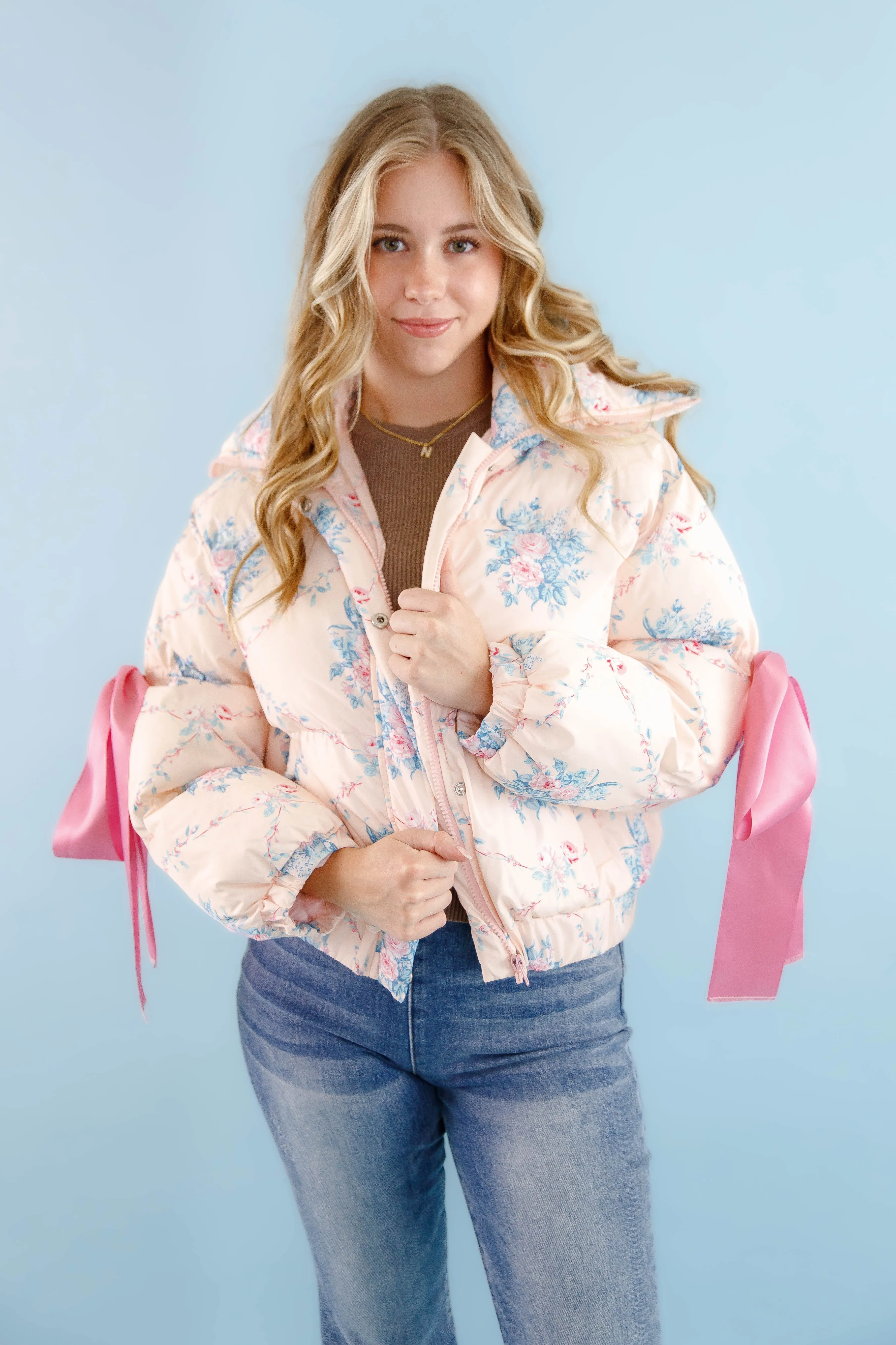 RESTOCK: Graceful Moments Puffer Jacket-Peach