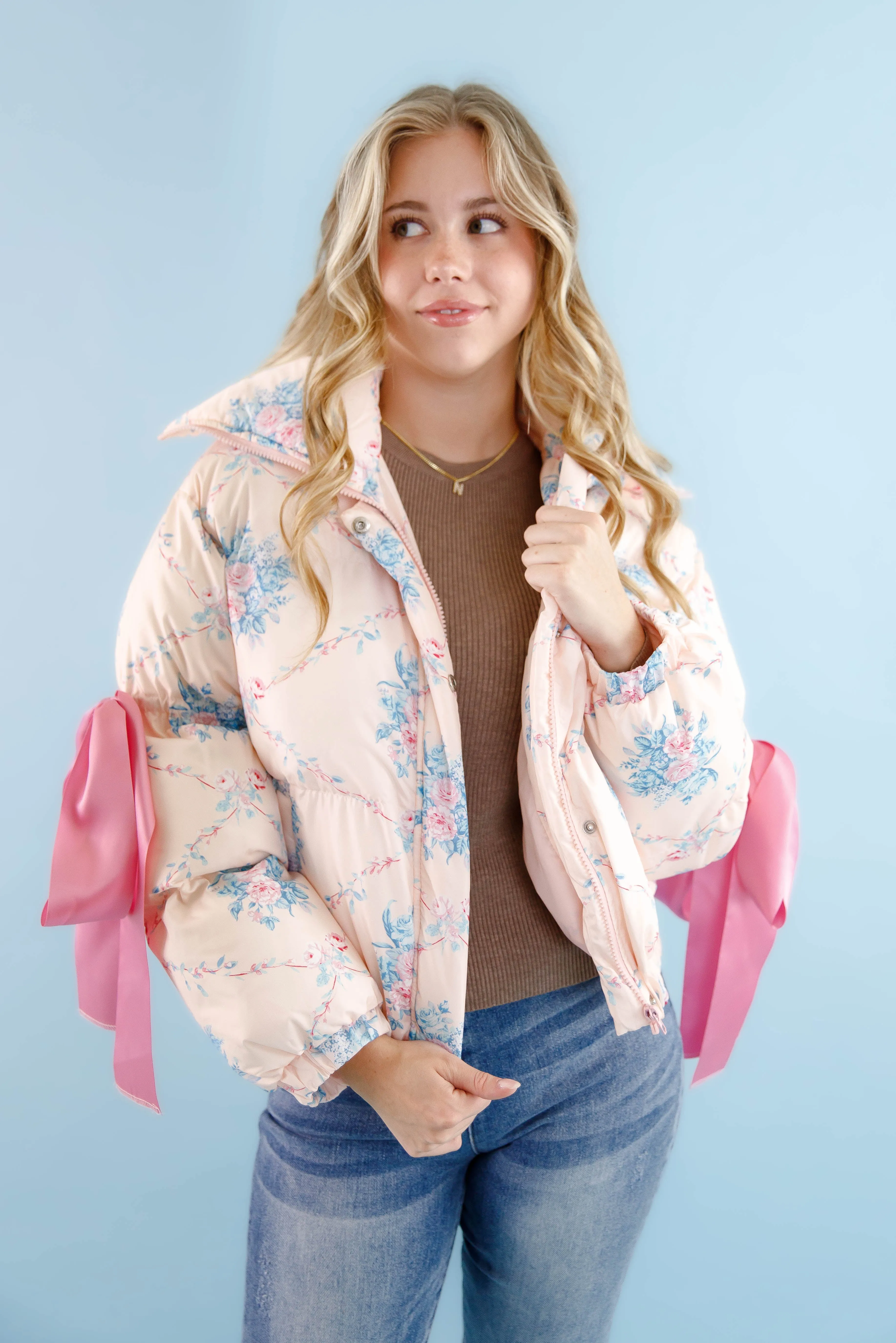 RESTOCK: Graceful Moments Puffer Jacket-Peach