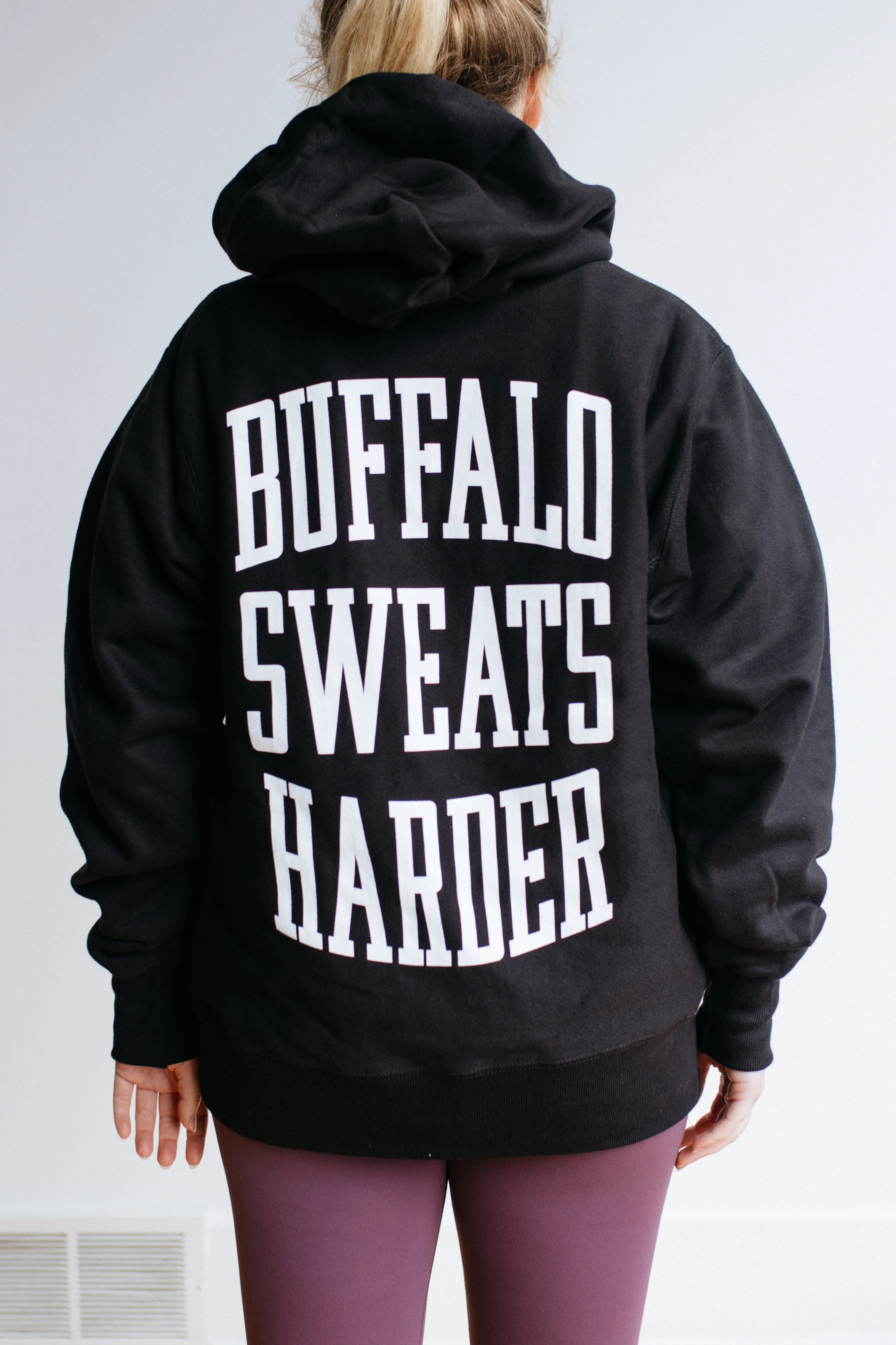 Revolution x Buffalo Sweats Harder Champion Hoodie - White Print