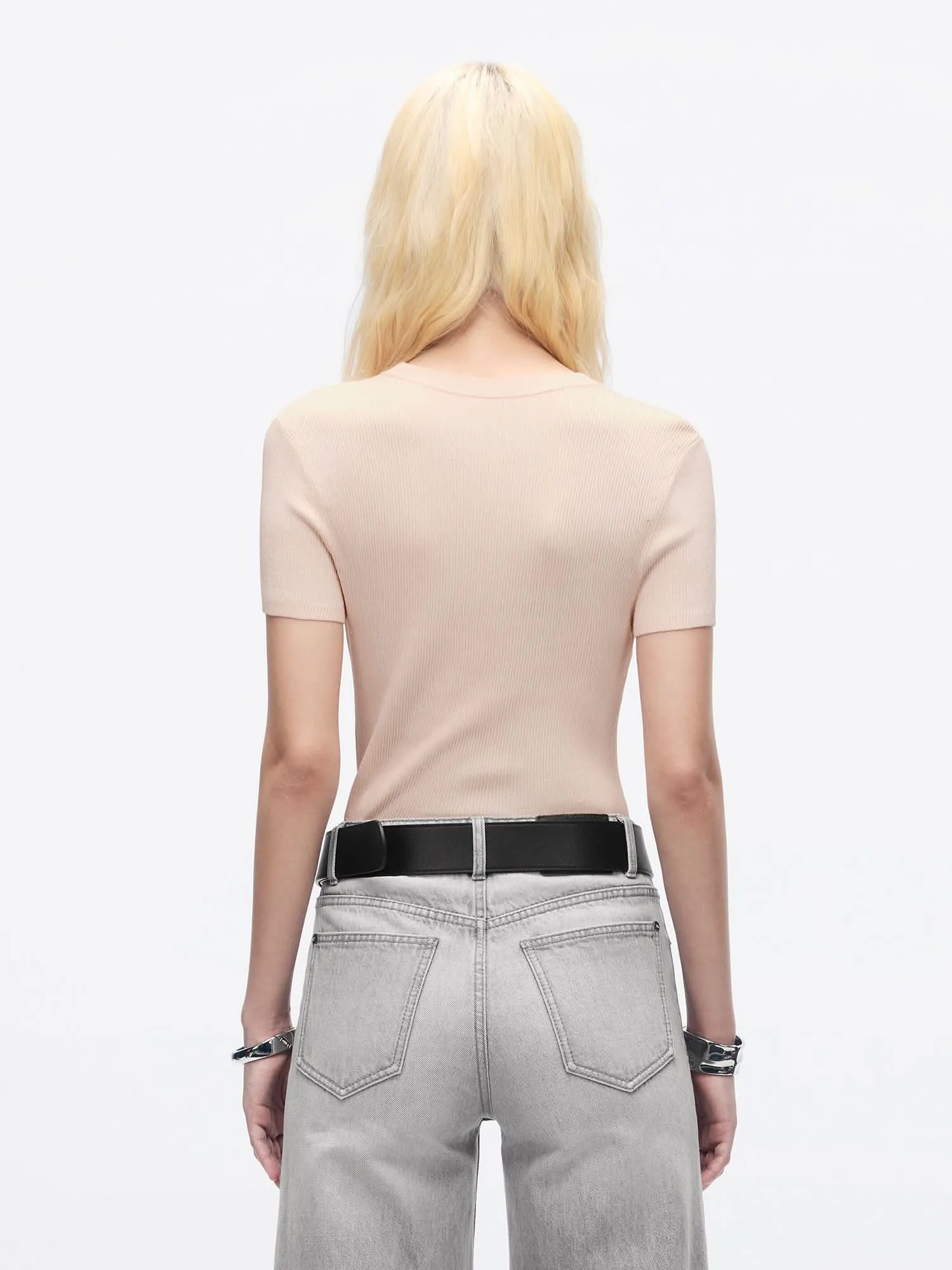 Rhinestone-Embellished Knit Top