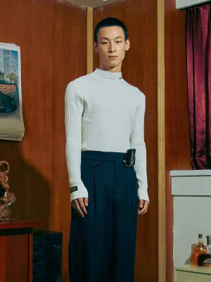 Ribbed High Collar Sweater