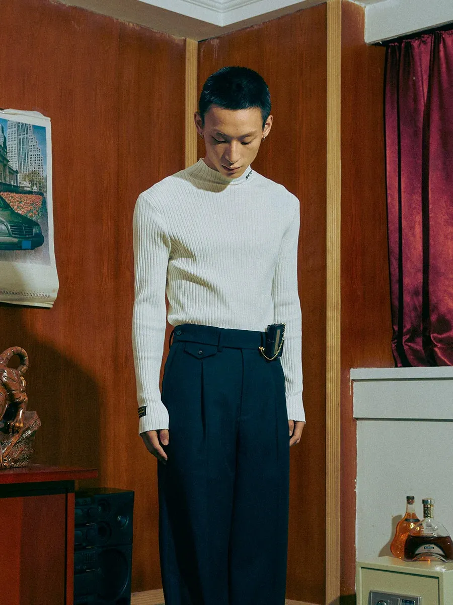Ribbed High Collar Sweater