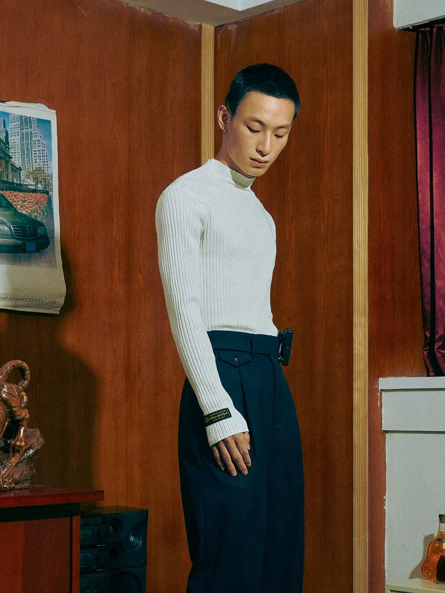 Ribbed High Collar Sweater