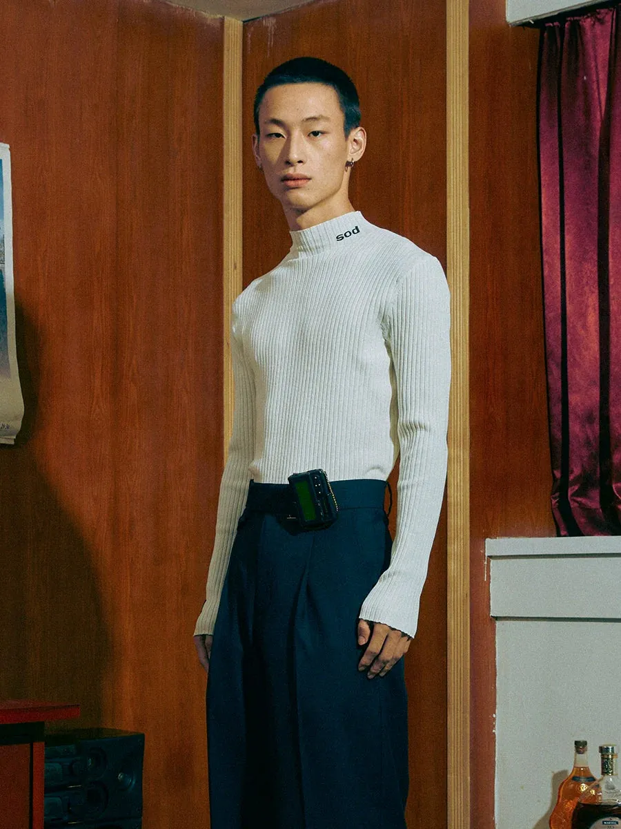 Ribbed High Collar Sweater