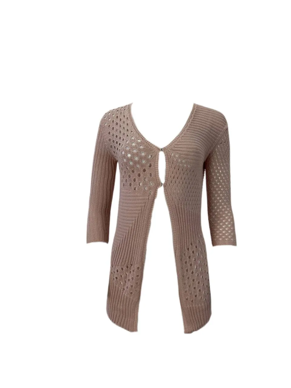 RICHARD CHAI Women's Pink 3/4 Sleeve Cardigan #5S11 M NWT
