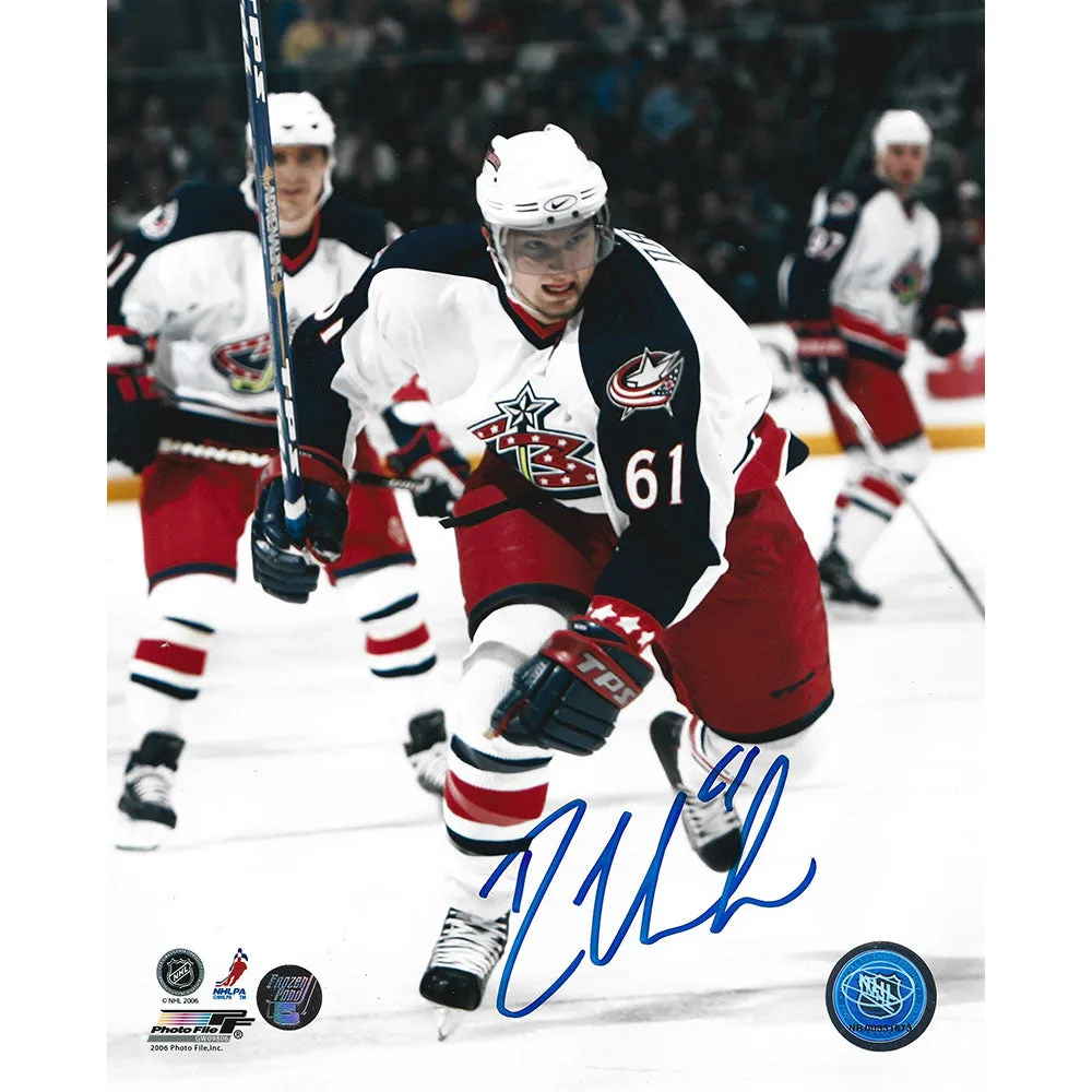 Rick Nash Autographed Columbus Blue Jackets 8X10 Photo (White Jersey)