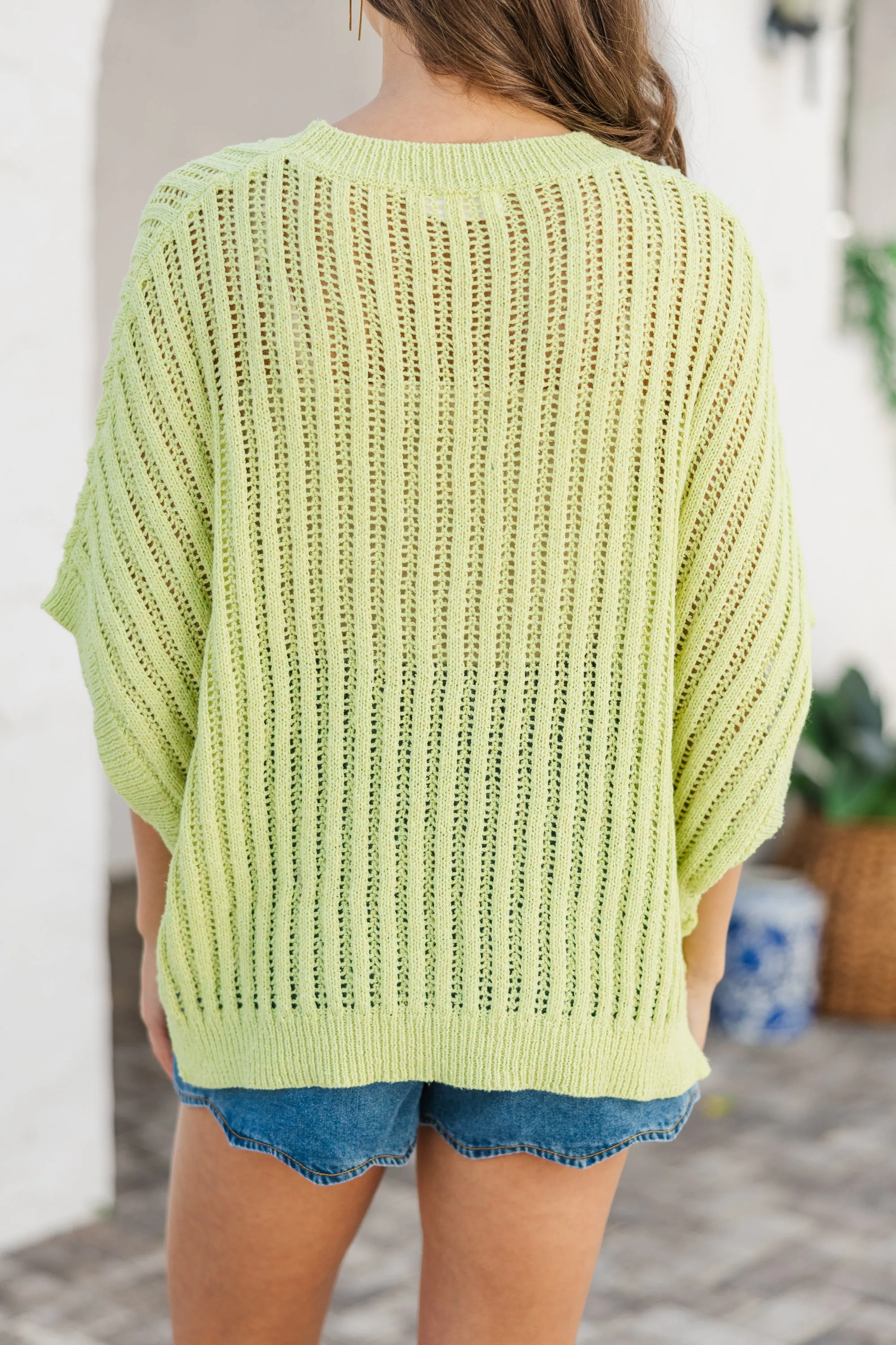 Right Where You Are Avocado Green Loose Knit Sweater
