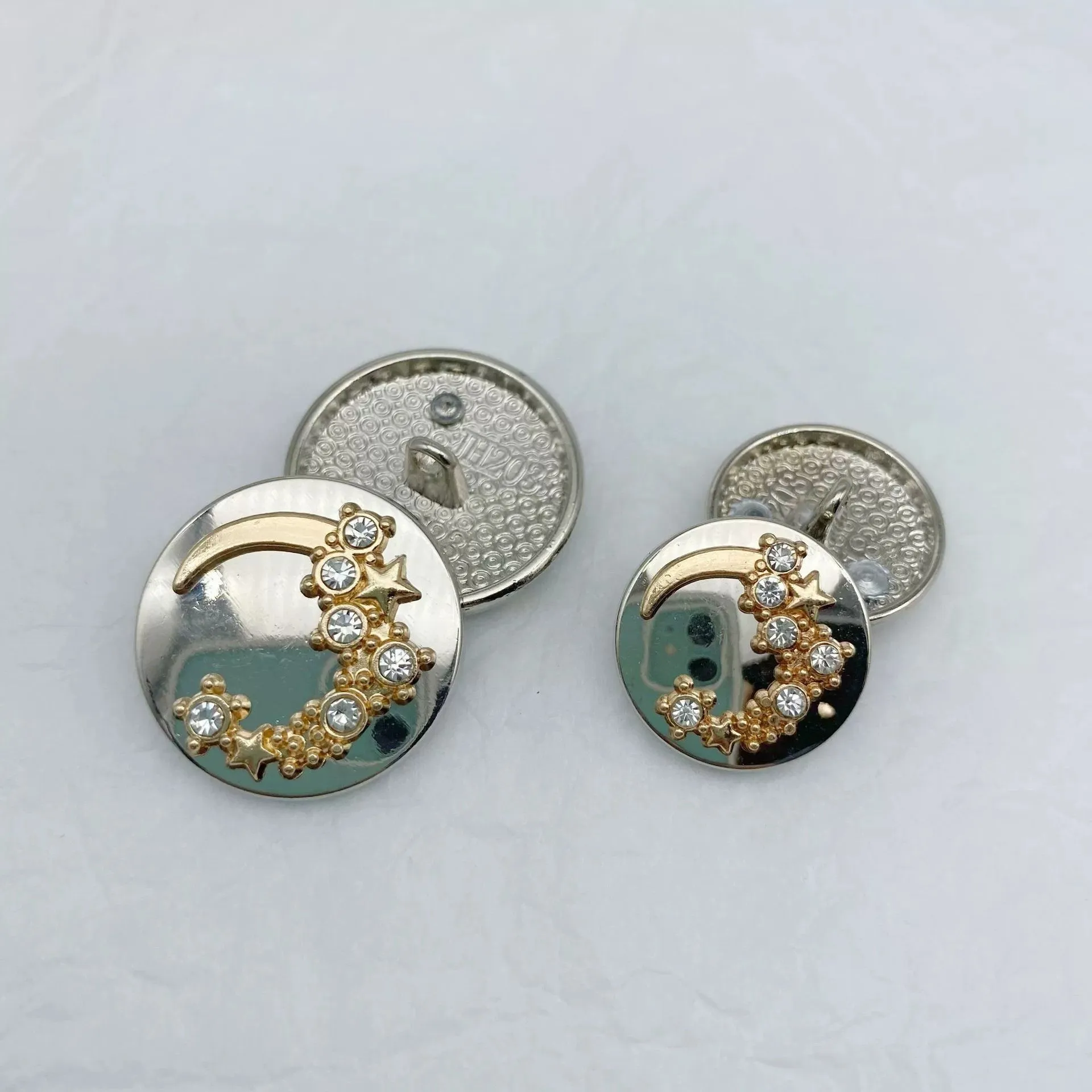 Round Moon Diamond Metal Buttons for Sweaters 48 Pack