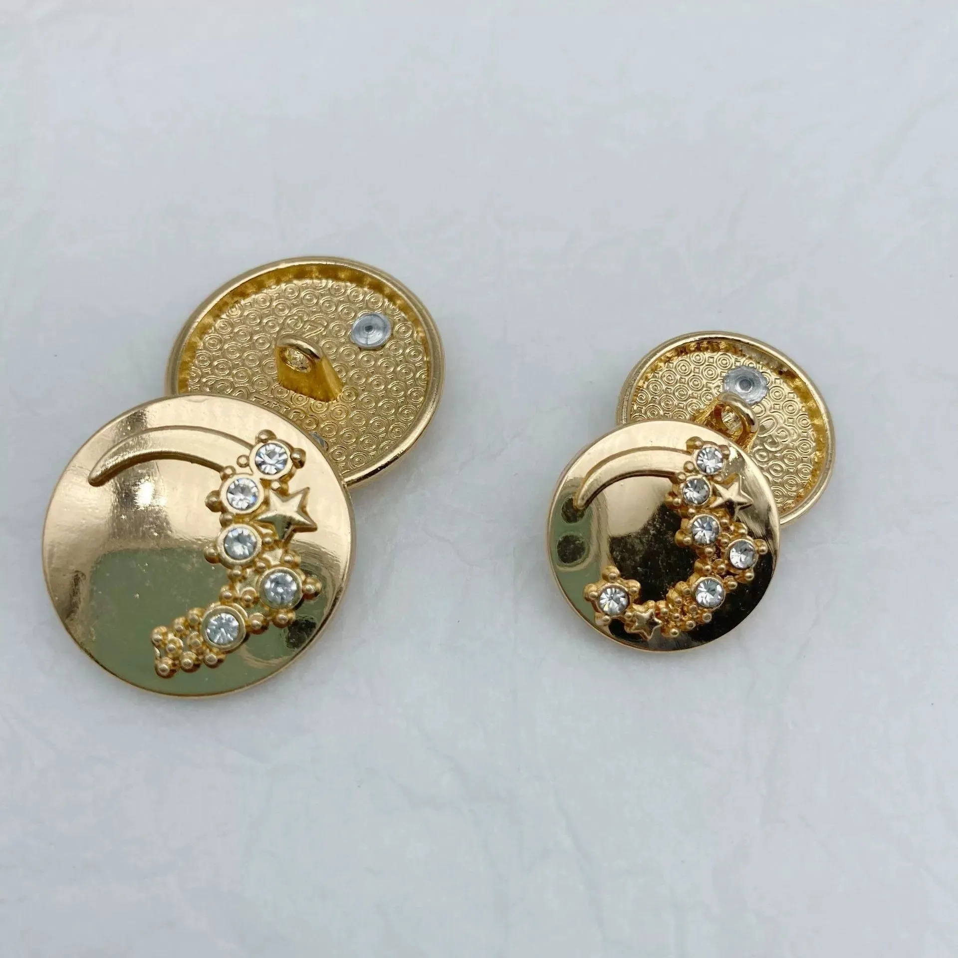 Round Moon Diamond Metal Buttons for Sweaters 48 Pack