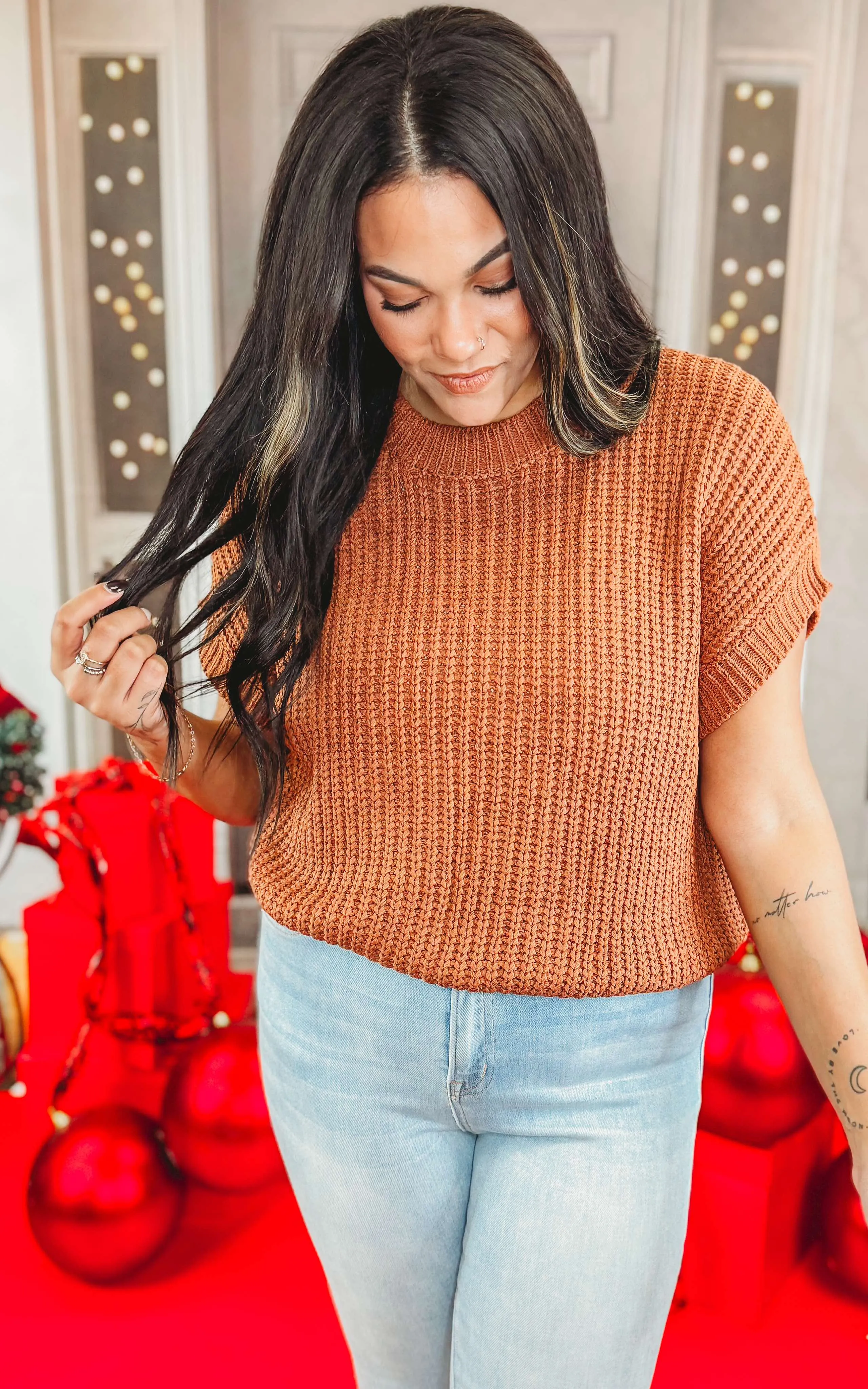 Rust Boxy Sweater Top - Final Sale