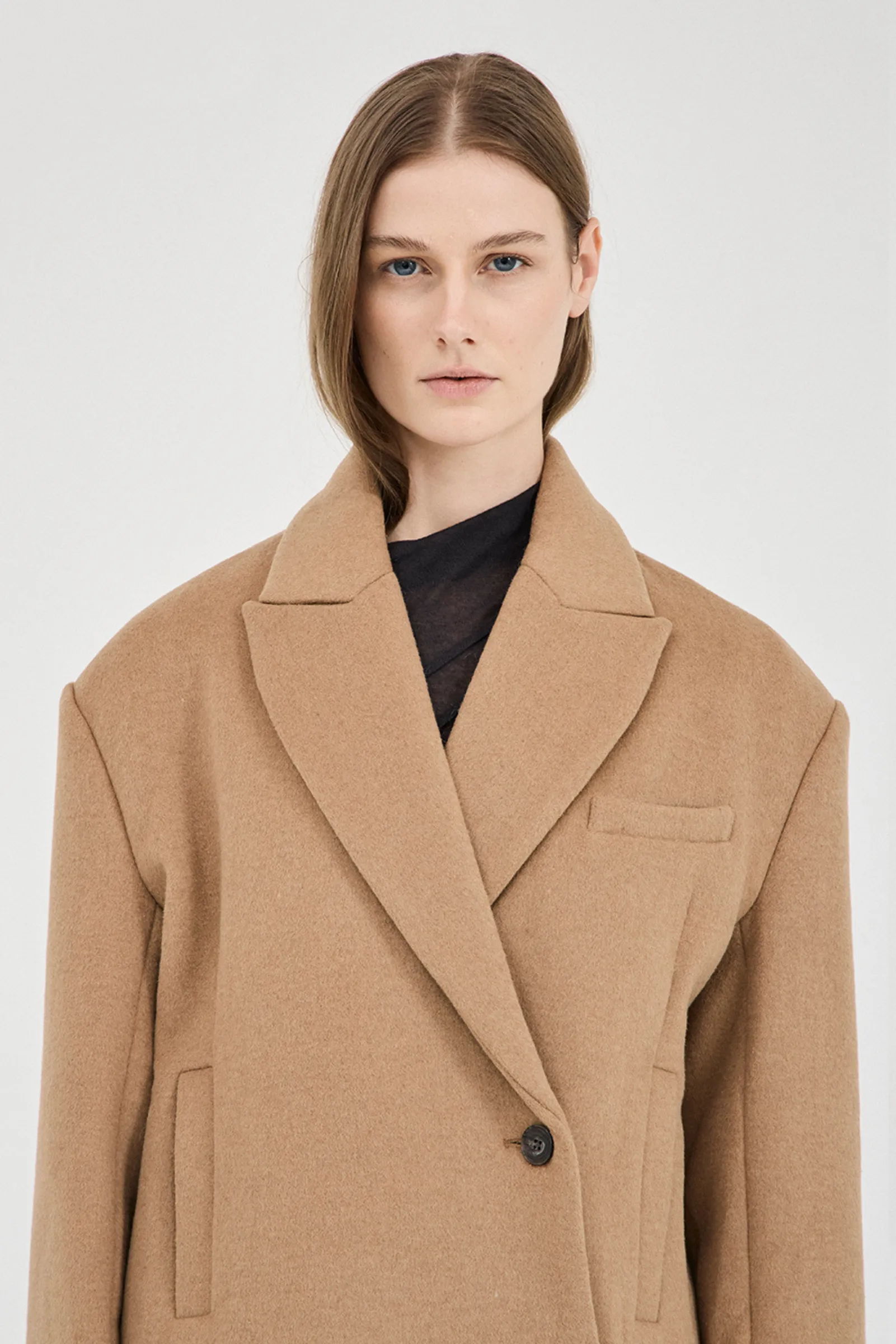 Sander Cropped Coat - Camel