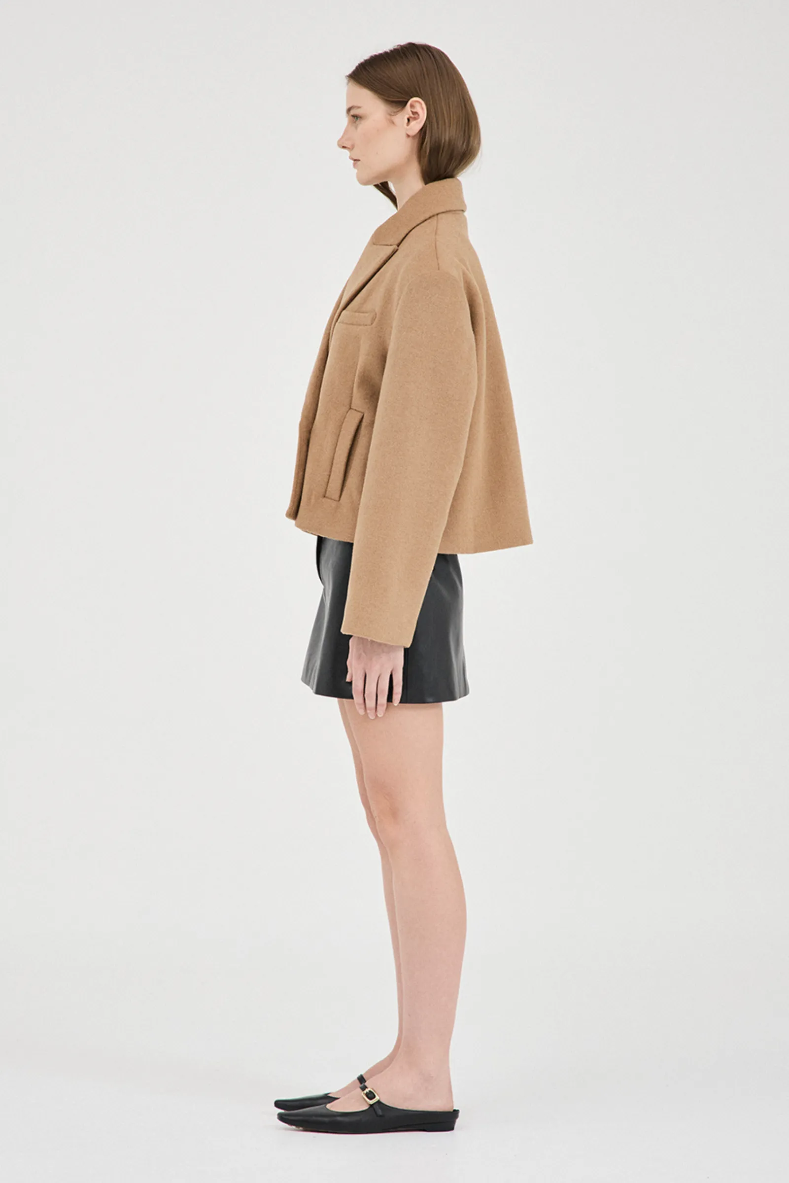 Sander Cropped Coat - Camel