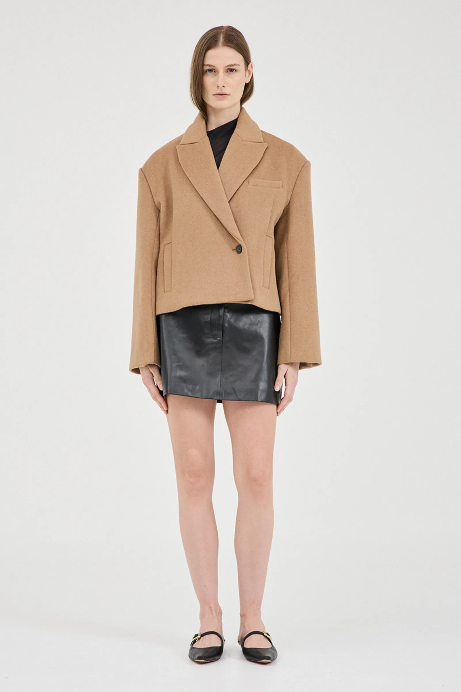 Sander Cropped Coat - Camel