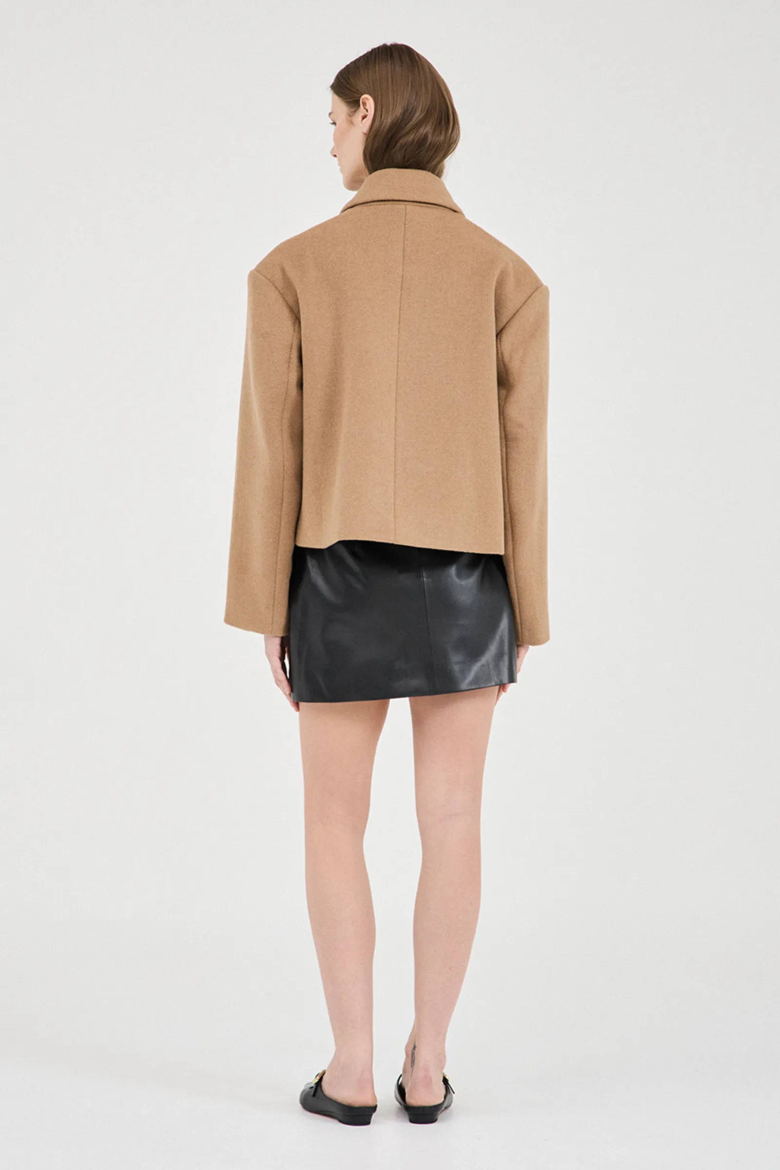 Sander Cropped Coat - Camel
