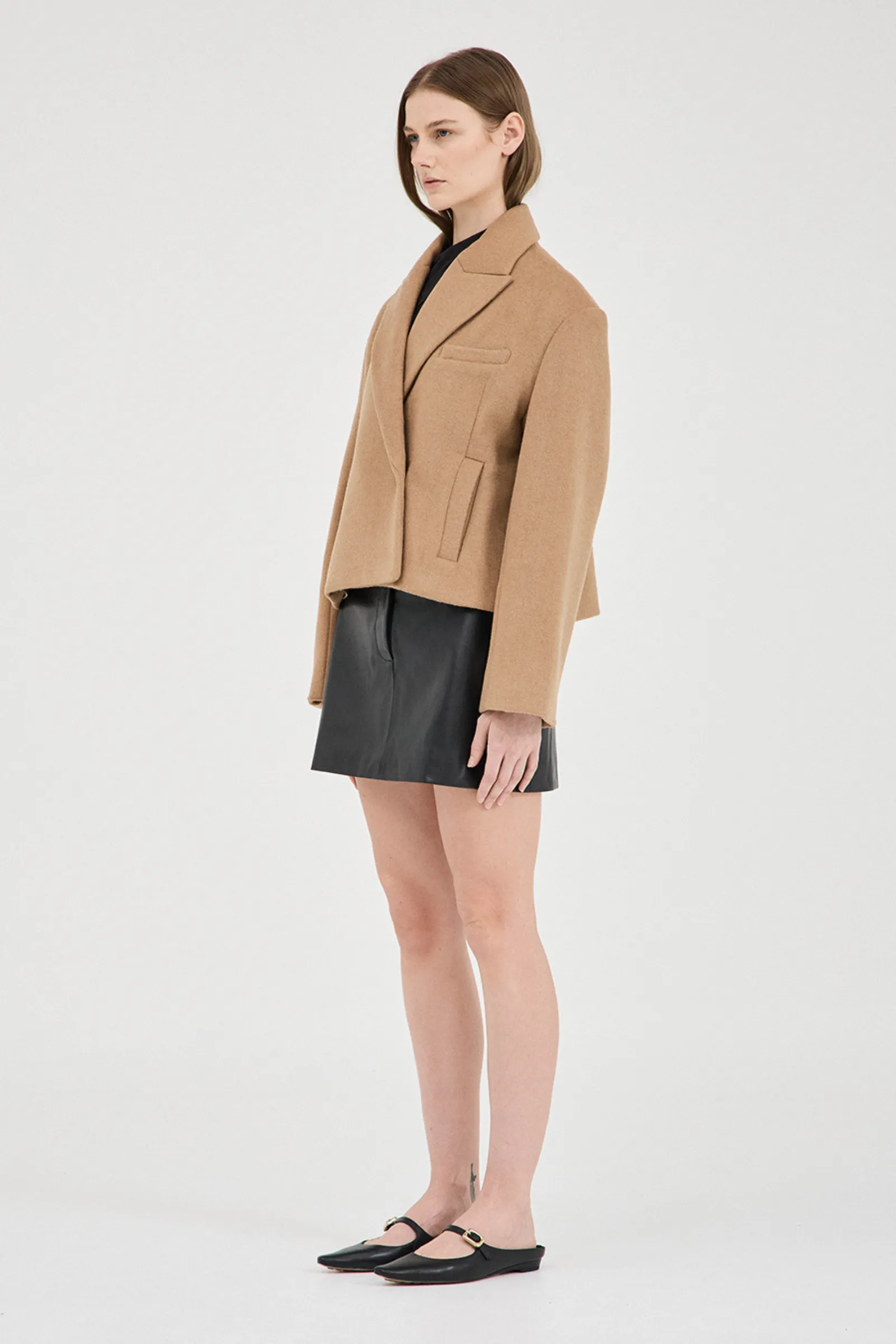 Sander Cropped Coat - Camel