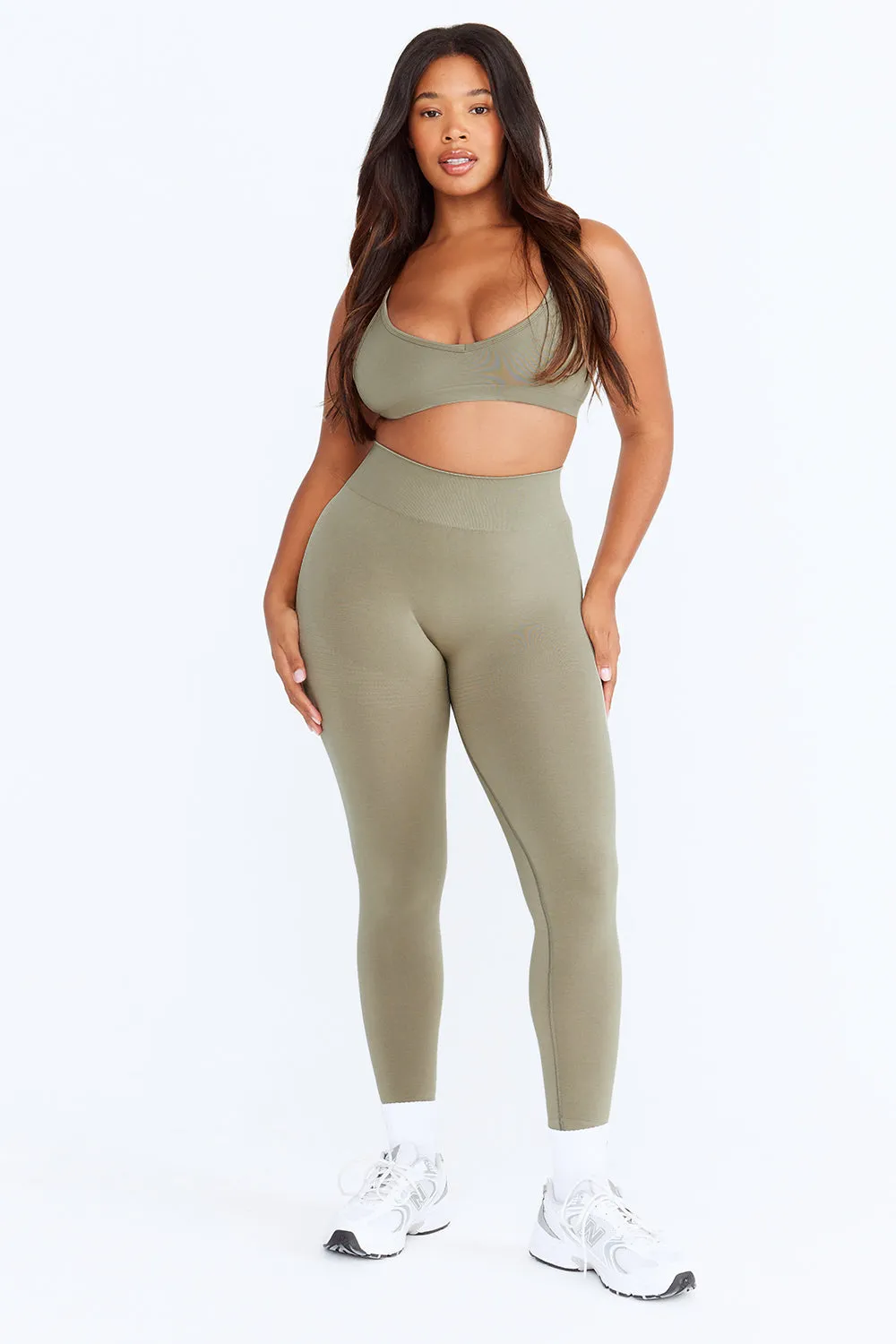 SCULPT SEAMLESS MINI SPORTS BRA - OLIVE MARL