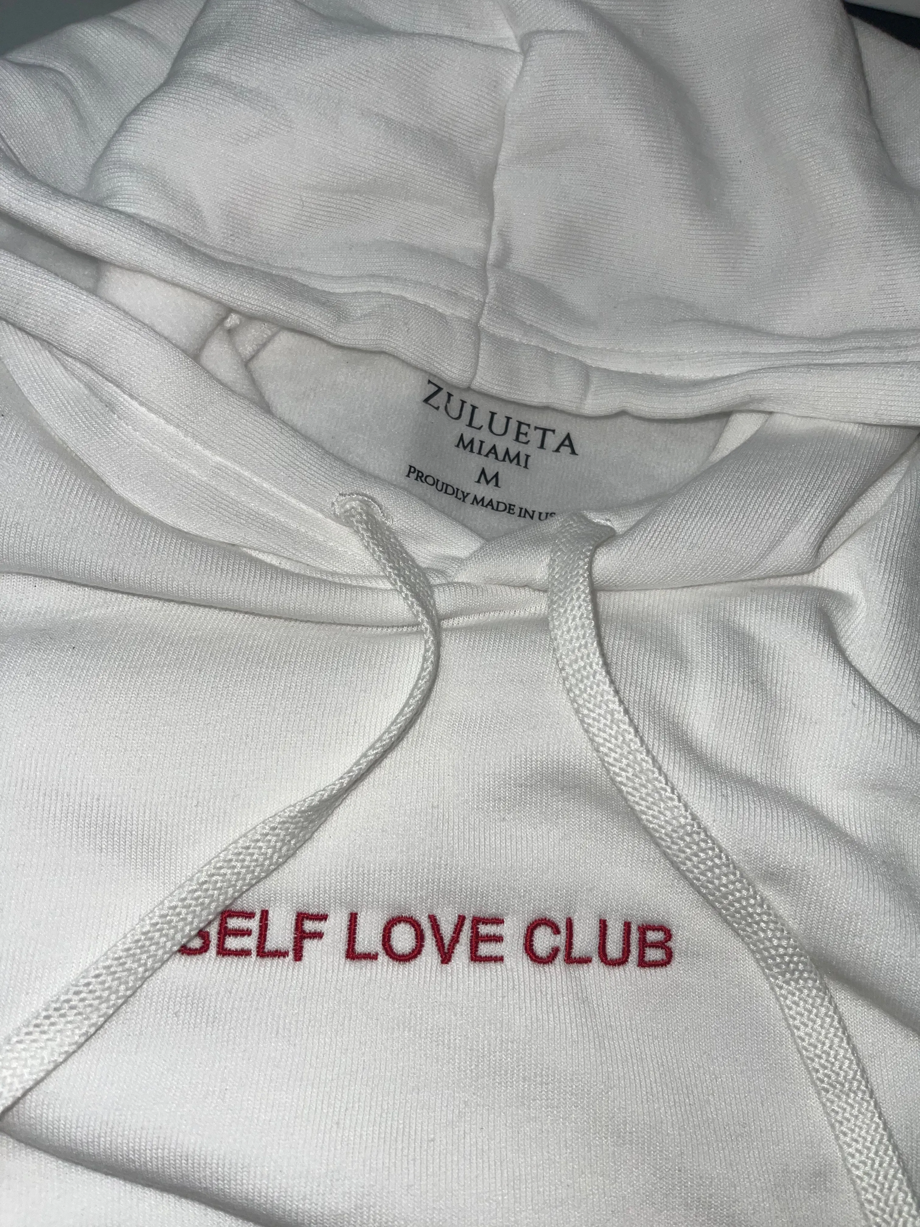 SELF LOVE CLUB CROPPED HOODIE WHITE