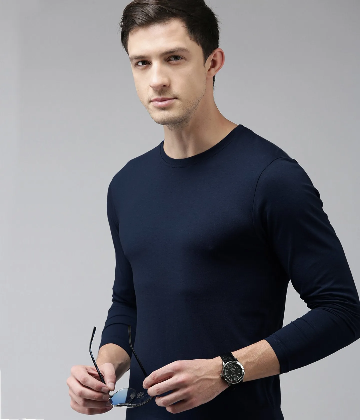 Semantic Full Sleeve Cotton T-shirt - Solid - Pack of 2