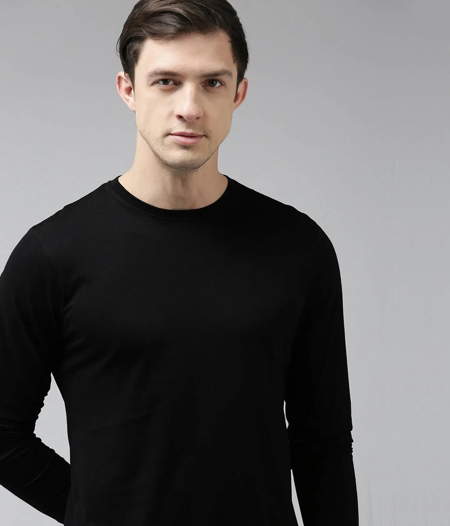 Semantic Full Sleeve Cotton T-shirt - Solid - Pack of 2