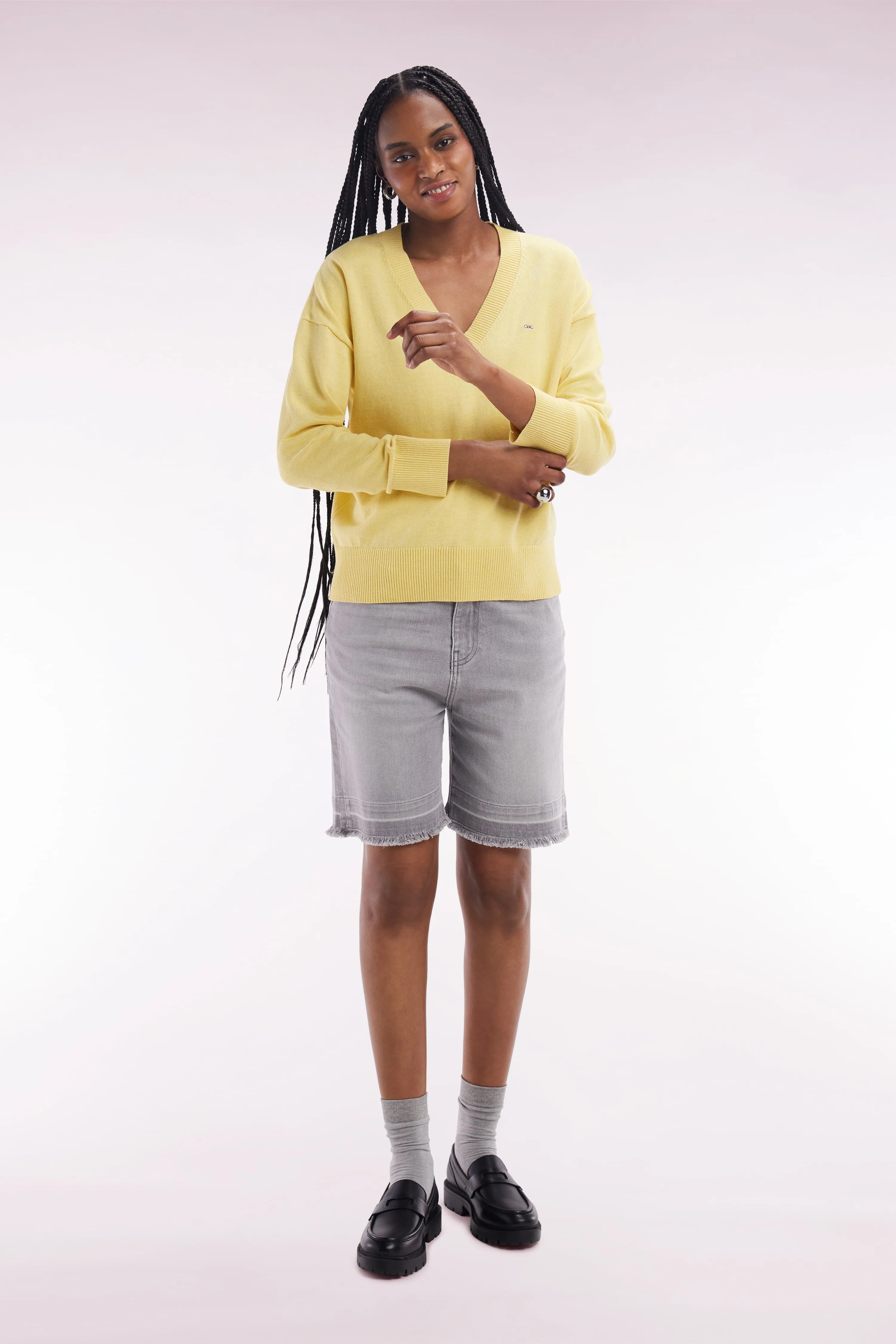 Short en denim stretch gris coupe décontractée