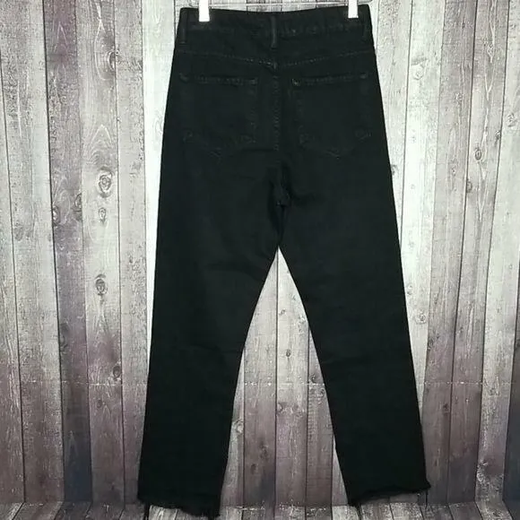 Show Me Your Mumu Black Brooklyn Distressed High Waist Cropped Jeans NEW