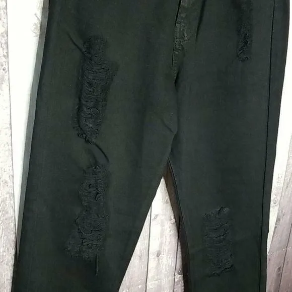 Show Me Your Mumu Black Brooklyn Distressed High Waist Cropped Jeans NEW