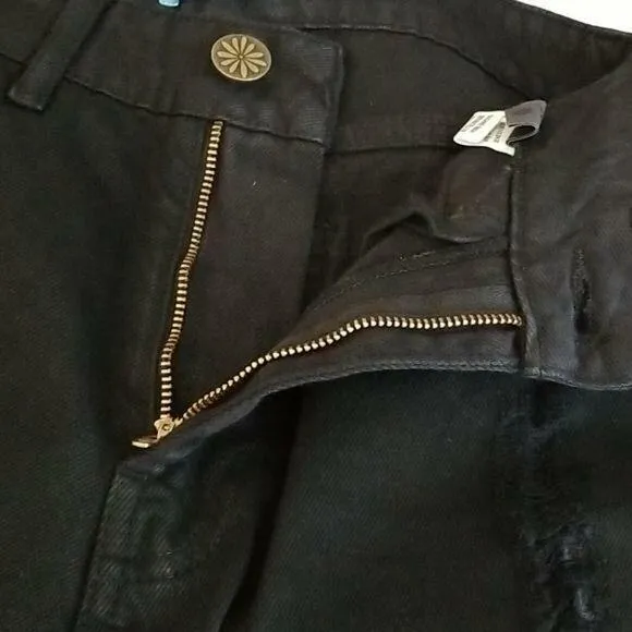 Show Me Your Mumu Black Brooklyn Distressed High Waist Cropped Jeans NEW