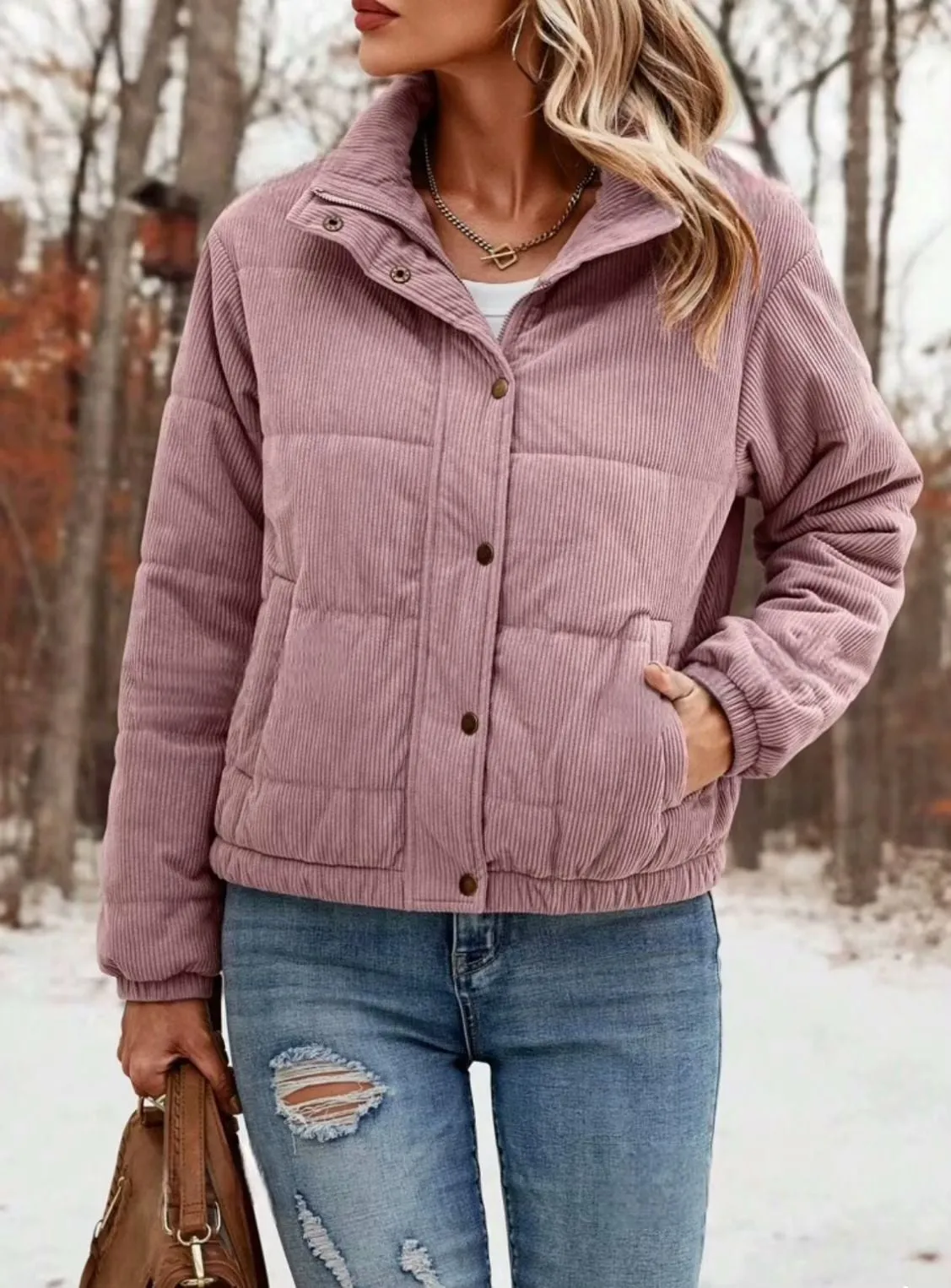 Signature Turtleneck Cropped Cotton Jacket