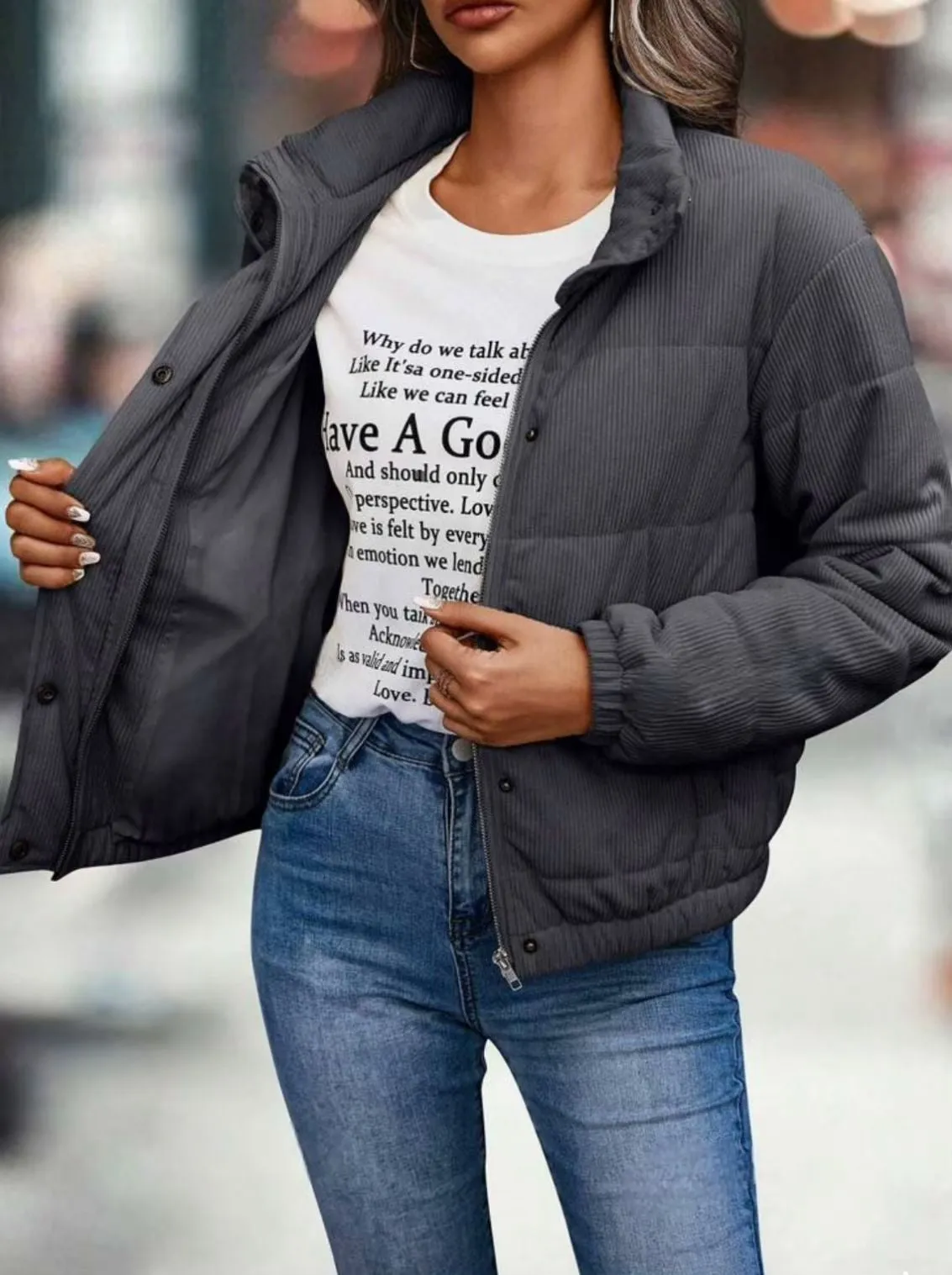 Signature Turtleneck Cropped Cotton Jacket