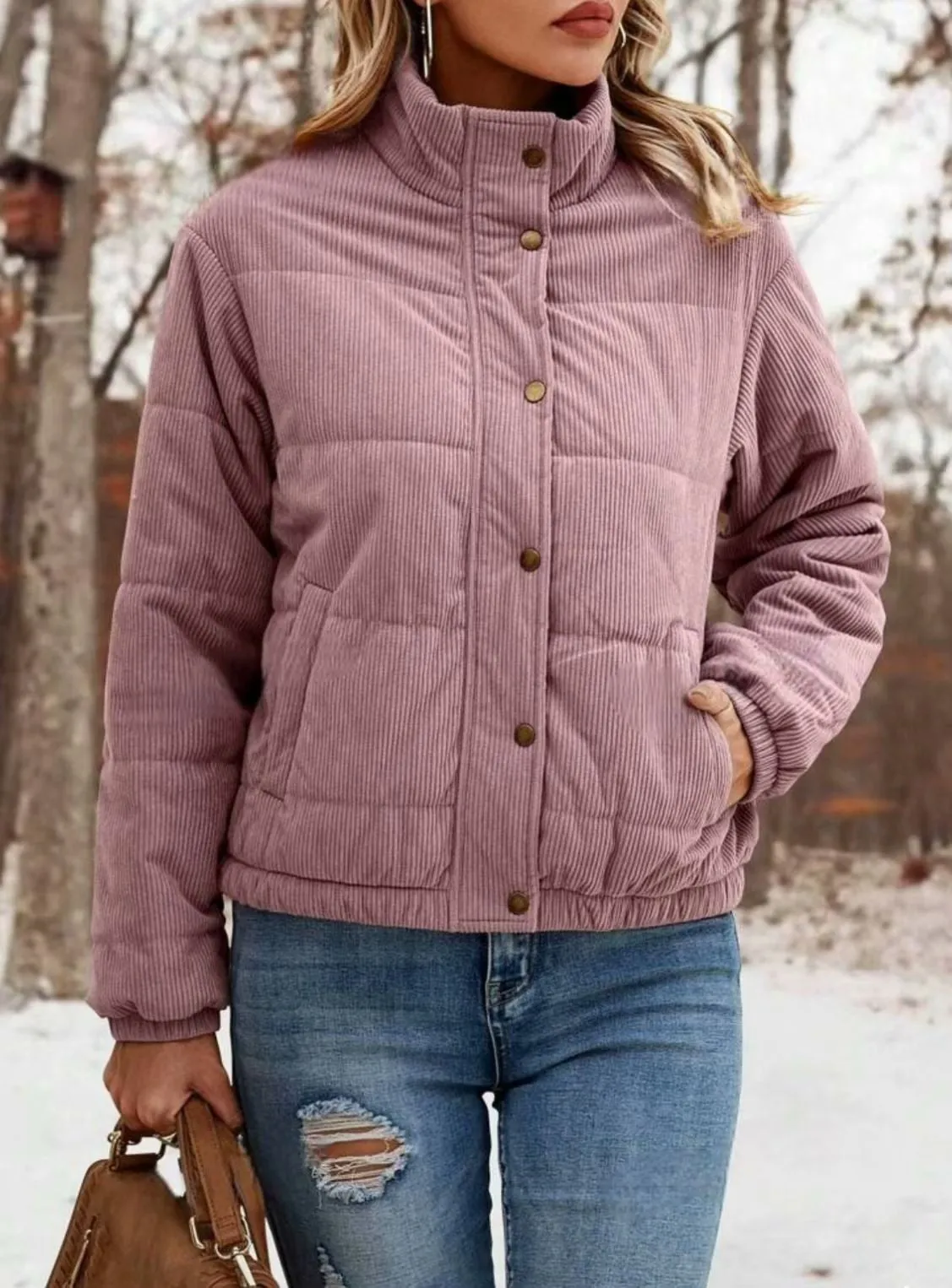 Signature Turtleneck Cropped Cotton Jacket