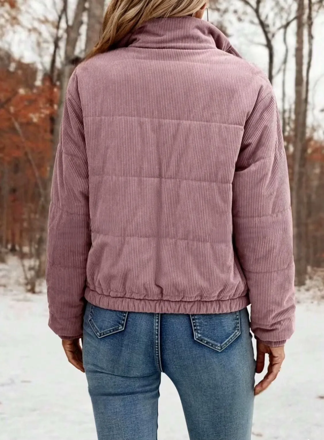 Signature Turtleneck Cropped Cotton Jacket