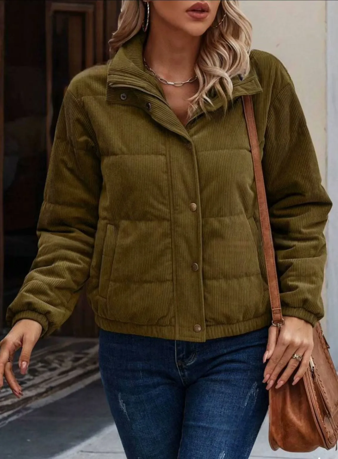 Signature Turtleneck Cropped Cotton Jacket