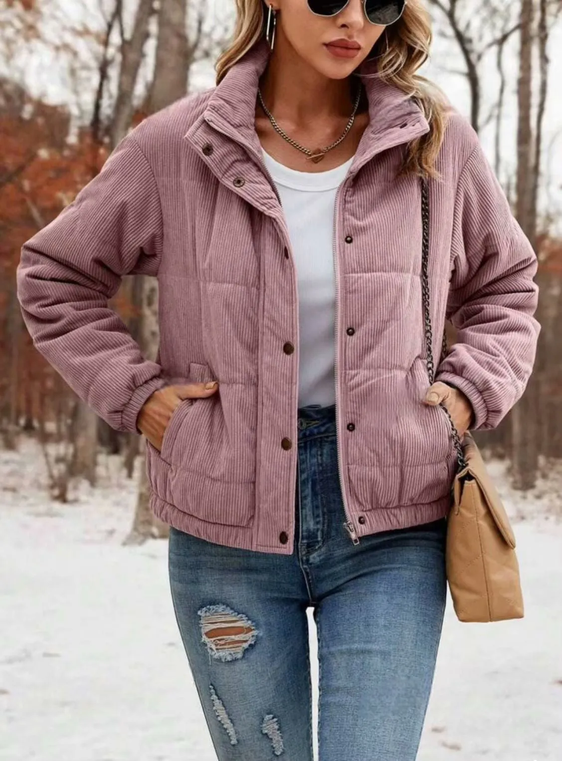 Signature Turtleneck Cropped Cotton Jacket