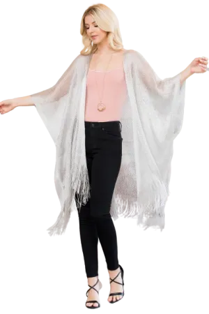 Silver Metallic Colored Tassel Beach Kimono - Pack of 6